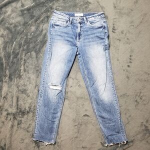 Flying Monkey Boyfriend Jeans Distressed Raw Hem size 28 Blue Ripped Denim